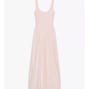 Zara Pale Pink Midi Scoop Neck Dress